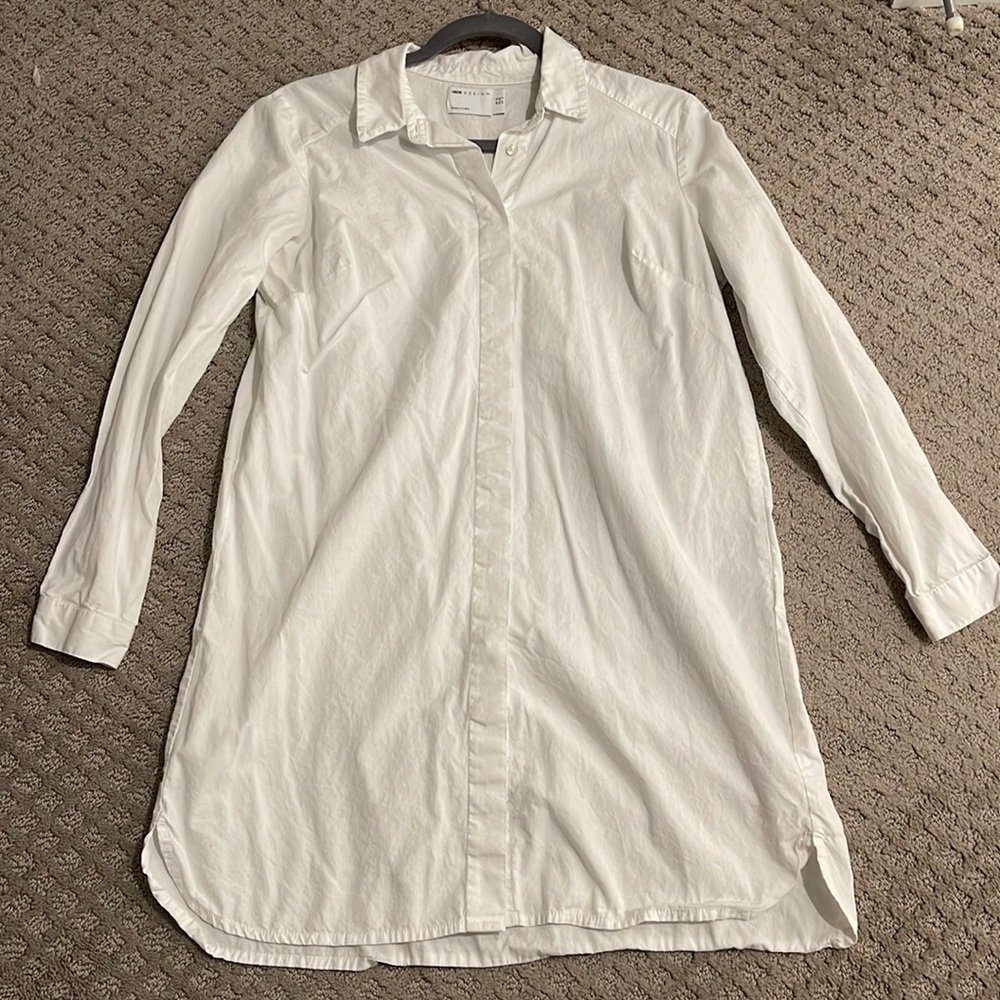 Loose White Button Down Dress